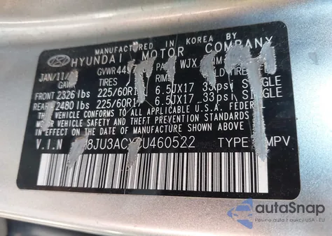 2012 Hyundai Tucson Gls из США, поврежденный, VIN KM8JU3ACXCU460522